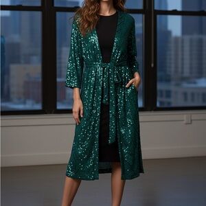 Skies Are Blue Teal Sequin / cardigan